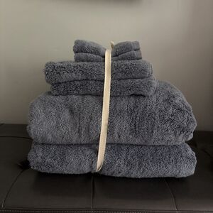NEW Quince Mineral gray blue Classic Turkish Bath Set Sheet 70” set $120 READ